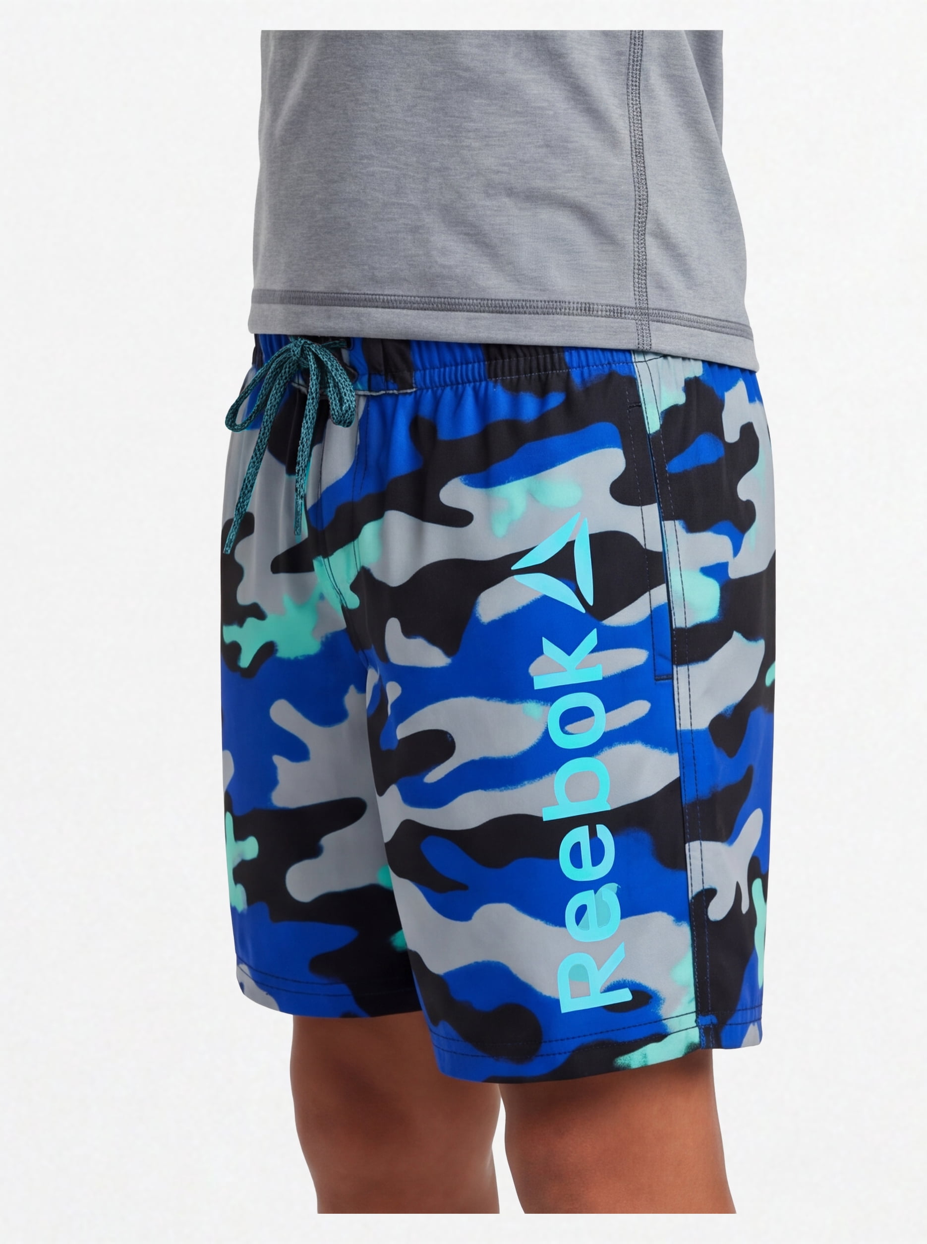 Reebok Boys Volley Swim Trunks with Elastic Drawstring Waistband and UPF 50+ Protection, Sizes 4-18