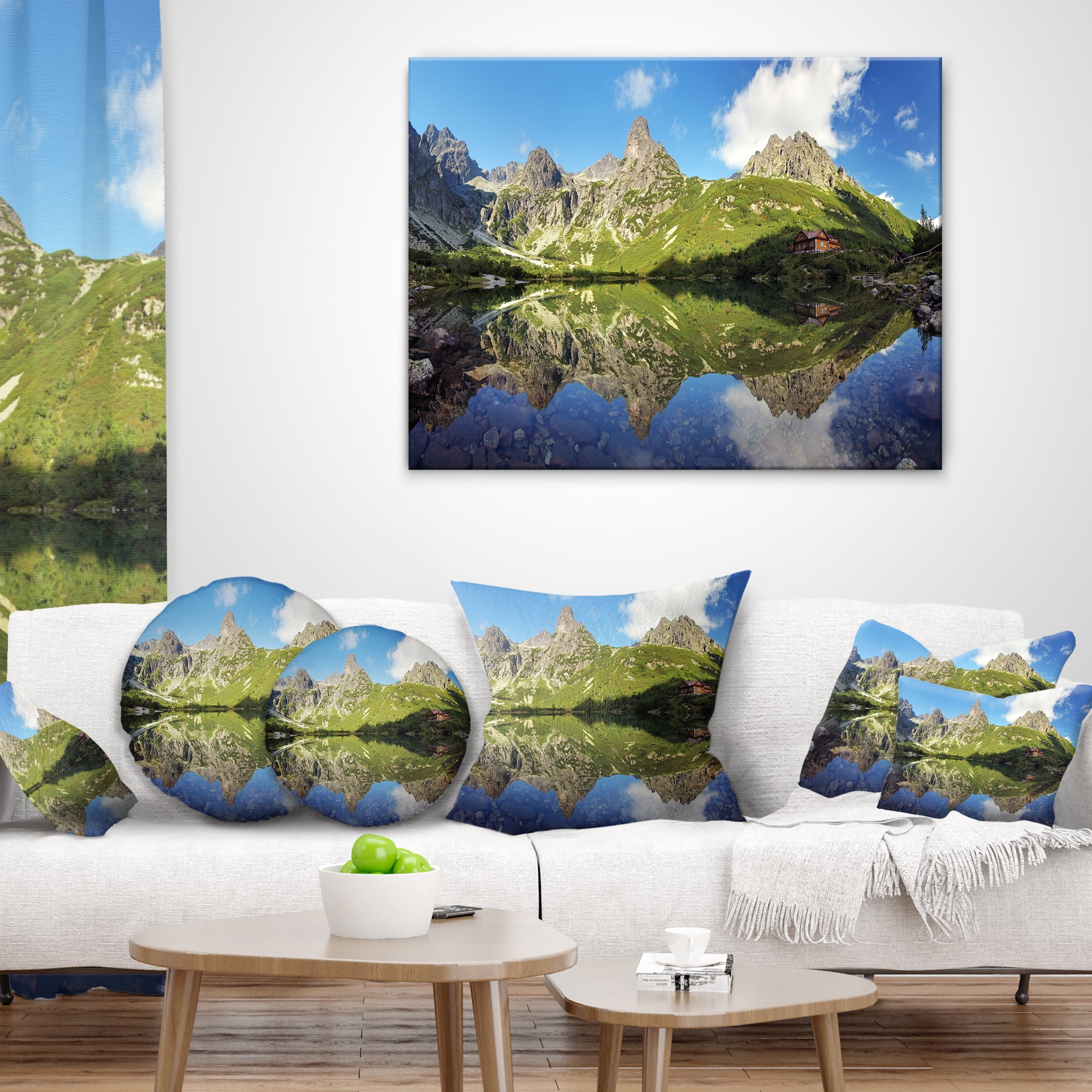 Designart Green Lake in Tatra Mountain - Landscape Photo Throw Pillow - 12x20