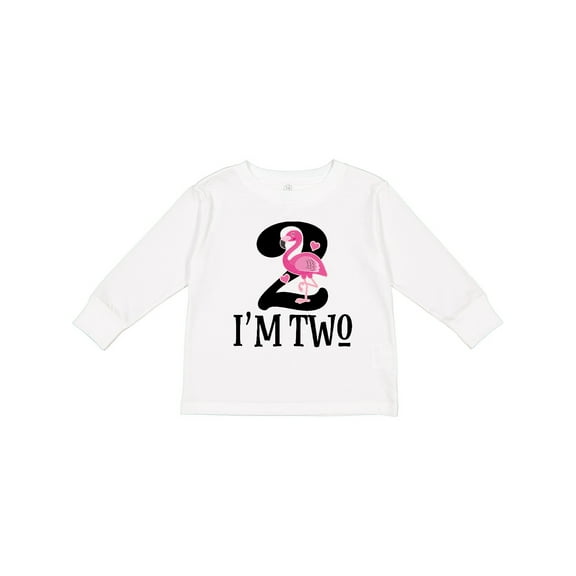 Inktastic 2nd Birthday Party Girls Flamingo Girls Long Sleeve Toddler T-Shirt