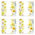 thumbnail image 1 of Daffodil Coaster Set of 4, Spring Flowers Composition Meditation for Blossoming Results Natural Print, Square Hardboard Gloss Coasters, Standard Size, Yellow White Red, by Ambesonne, 1 of 2