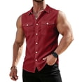 thumbnail image 2 of Mens Sleeveless Button Down Shirts Lightweight Casual Summer Beach Dress Tank Top with Chest Pocket, XL, 2 of 9