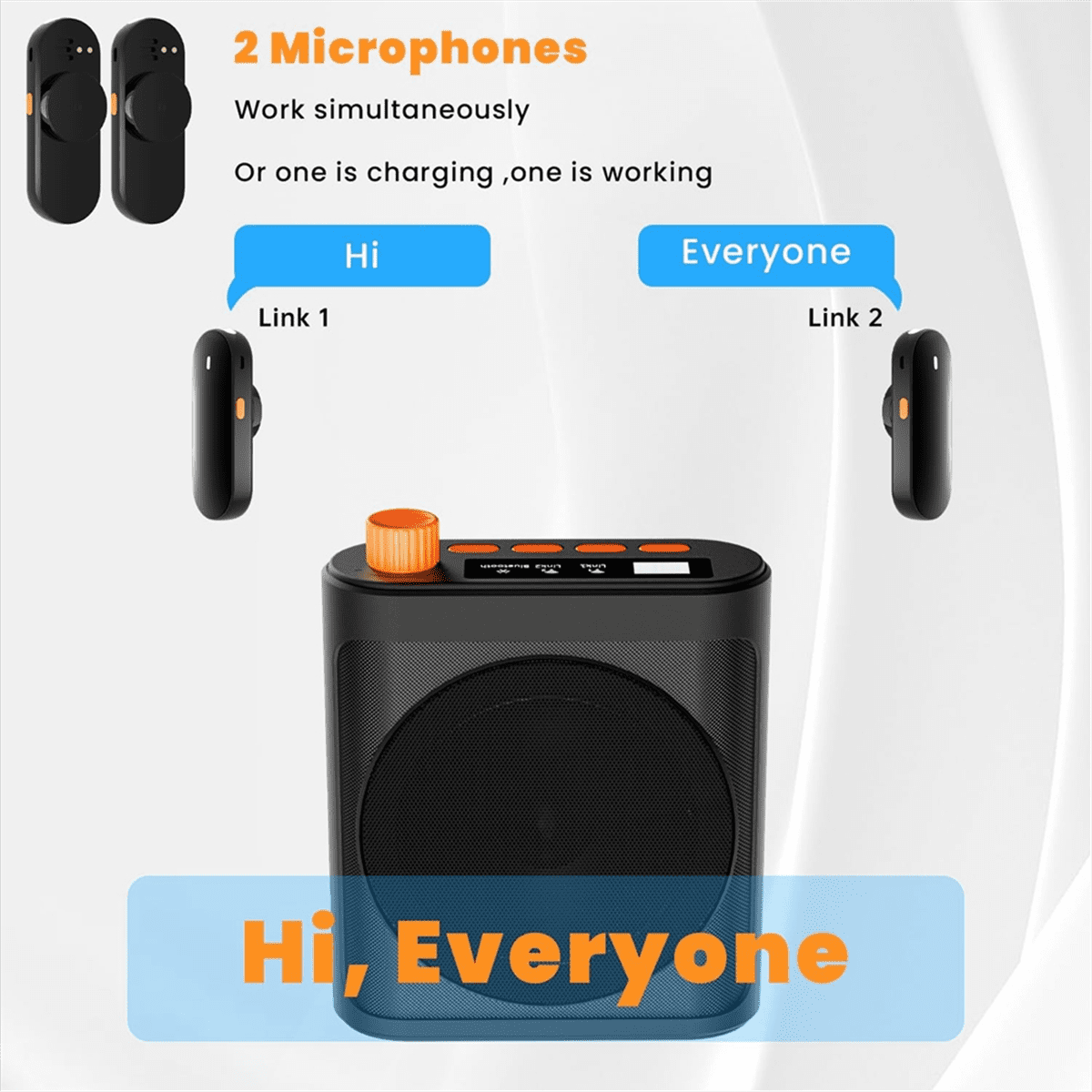 Portable Voice Amplifier with 2 Wireless Microphones for Teachers & Elderly Rechargeable Sound Quality Voice Amplifier
