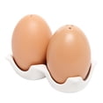 thumbnail image 2 of MyGift Brown Egg-Shaped Salt and Pepper Shaker Set, 2 of 3