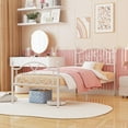 thumbnail image 3 of Yoneston Twin Metal Canopy Platform Bed Frame Kids Poster Bed with Detachable Canopy Design, White, 3 of 8