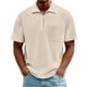 thumbnail image 1 of Blusa y camisa de manga corta con cuello vuelto para hombre, color liso, informal, con solapa, cierre de cremallera en un cuarto y bolsillo en el pecho, camisa de manga corta con solapa, tops para hom, 1 of 4