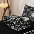thumbnail image 5 of Erosebridal Boho Sun Moon Face Zipper Twin Comforter Sets with Fitted Sheet and 2 Pillowcases, Spooky Night Floral Zipper Bedding Set for Boys Girls, Black White, Black Reversible, 5 of 7