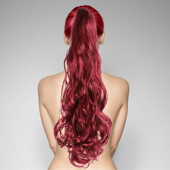 SDJMa Ponytail Extension, 22 Inch Claw Multi Layered Clip on Ponytail Extension for Women Long Curly Wavy Hair Extensions Synthetic Clip in Hairpiece(E)