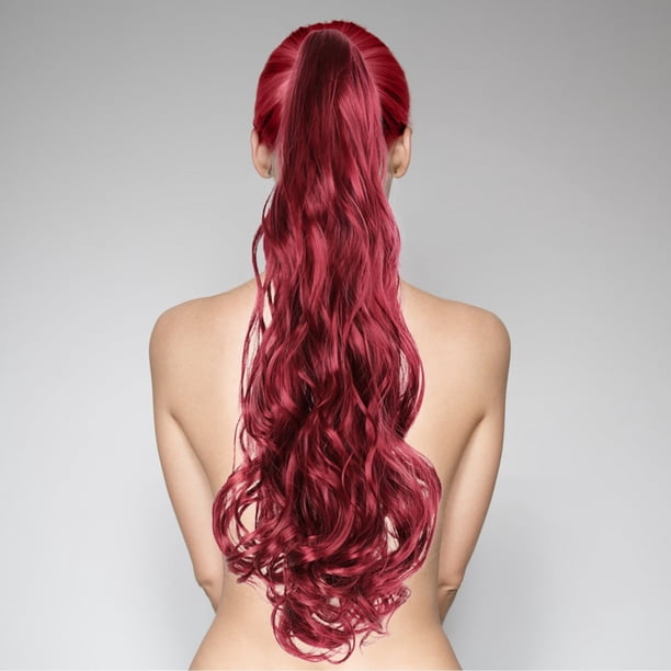 Xihbxyly Peluca de Cola de Caballo de Pelo Largo y Rizado, Estilo Europeo, Fácil de Sujetar, Ligera y Cómoda, con Diversos Colores y Estilos, para Uso Diario, Accesorio para Extensiones de Cabello.