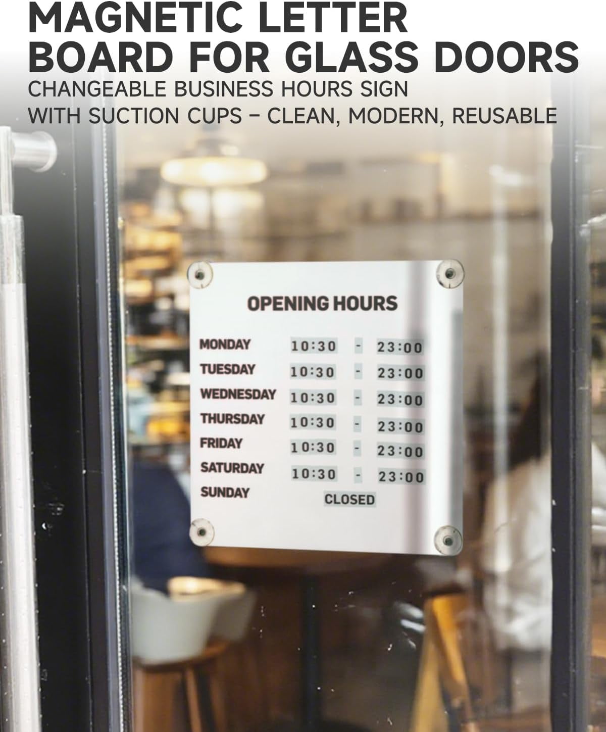 Nathome Magnetic Metal Business Hours Sign, Open Closed Display Board with Suction Cup and Adhesive Wall Mount, Reusable, 10.24 x 10.24 in