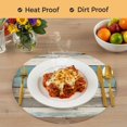 thumbnail image 4 of Farmhouse Blue Grey Brown Round 13 Inch Placemats Set of 6, Vintage Ombre Wooden HeatResistant Non Slip Place Mats for Dining Table, Wipeable Braided Kitchen Table Mats for Housewarming, 4 of 9
