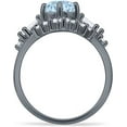 thumbnail image 6 of Two Piece Round Vintage Style Ring Aquamarine Cubic Zirconia Black Tone 925 Sterling Silver, Size 6, 6 of 7