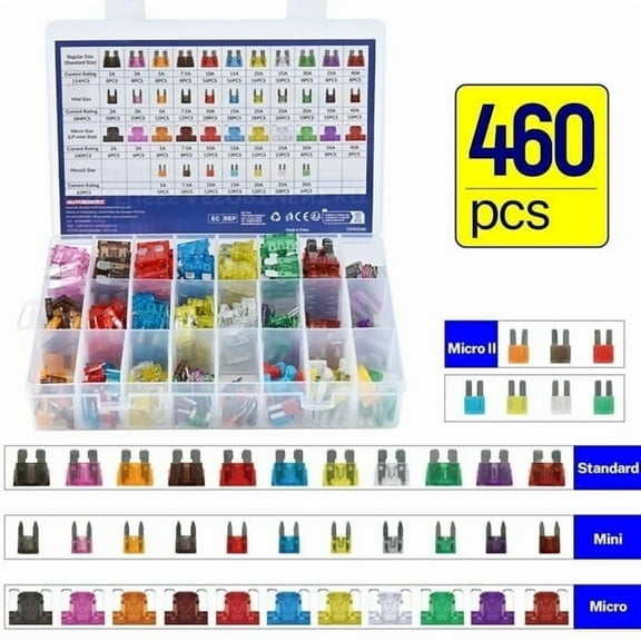 OEMASSIVE 460Pcs Car Fuses Assorted Set Van Bike Mini Standard Micro Blade Truck 2-40A Box