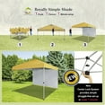 thumbnail image 4 of CROWN SHADES Canopy Tent, 10 x 10 Foot Portable Pop Up Outdoor Shelter with 1 Sidewall, Easy 1 Push Center Lock, UV Protection, and Carry Bag, Yellow, 4 of 8