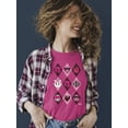 thumbnail image 2 of Lucky Love Emojis - Retro Argyle Graphic Women's T-shirt, 2 of 4