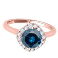 thumbnail image 3 of Aonejewelry 0.75 Ctw. Glitzy Halo Blue Diamond Wedding Engagement Ring In 14K Rose Gold, 3 of 4