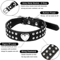 thumbnail image 3 of Collar de cristal para perro, collar de cuero sintético para perro, collar ajustable para perros medianos (Corazón de cristal negro, 37 x 2 cm), 3 of 5