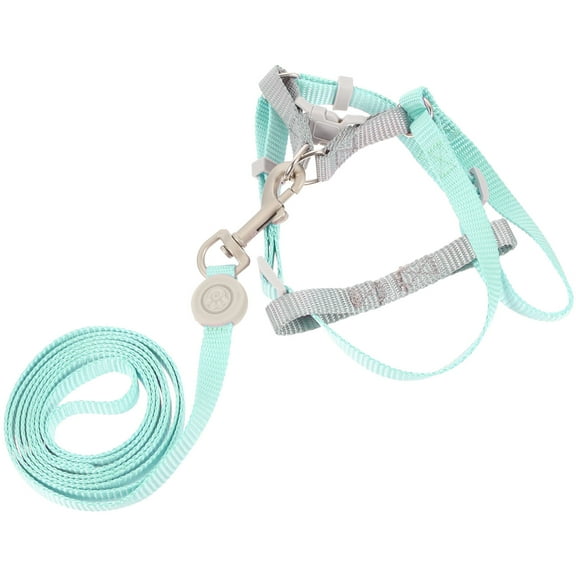 Soimiss Small Pet Harness Cat Leash and Harness Polyester Green Pet Owners Outdoor Walking 1 Set