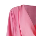 thumbnail image 5 of Rezuofi 1 Pcs Women's Cowl Neck Short Sleeve Chiffon Blouse Wrap Draped Front Loose Fit Work Casual Shirt Tops, 5 of 5