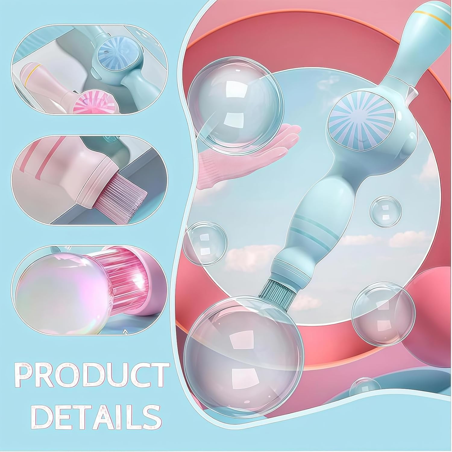 Colorful Smoke Bubble Machine,Magic Elastic Smoke Bubbles Wands,Portable Interactive Mist Bubble Machines,Fog Bubble Maker for Parties Outdoor Interactive Fun (Blue)