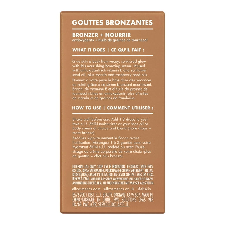 e.l.f. SKIN Bronzing Drops, Rose Gold, 1 fl oz