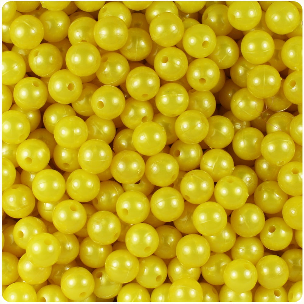 BeadTin Yellow Pearl 8mm Round Craft Beads (300pcs)