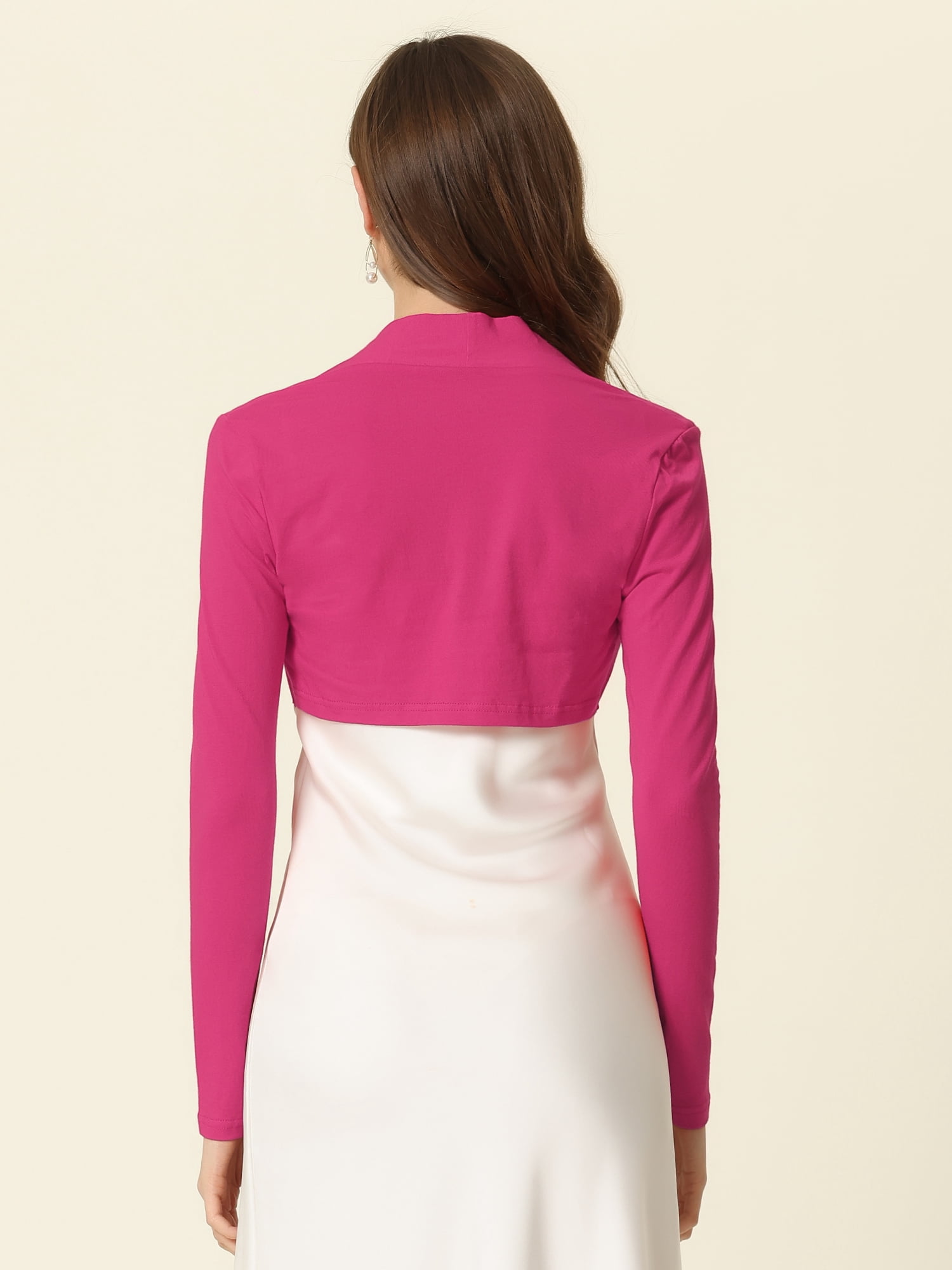 DARING DIVA Elegant Solid Color Bolero Shrug XS Black L Hot Pink