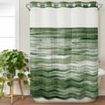 thumbnail image 3 of Vintage Green No Hook Shower Curtain Waterproof, Bathroom Curtains with Snap in Liners and See Through Top Window, Modern Geometric Abstract Art Hotel Style Bathtub Curtains Shower 60"Wx72"L, 3 of 8