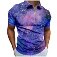 thumbnail image 1 of YDLCAFD Men's 3D Digital Print Galaxy Short Sleeve Po Lo Shirt, 1 of 5