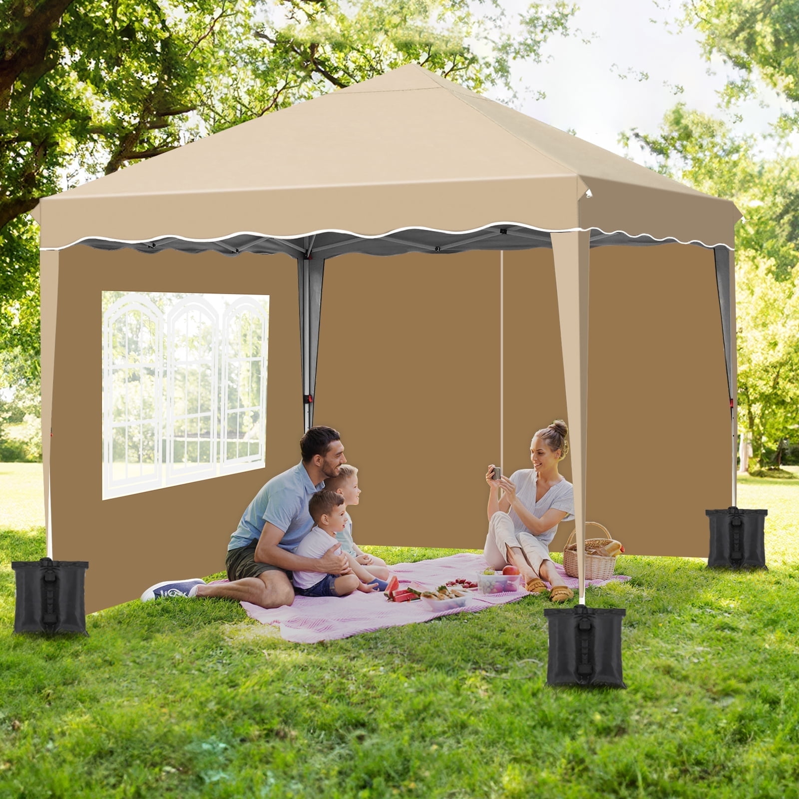 Outsunny 10x10 Foot Pop Up Canopy Tent With Netting - Instant Screen House With Carry Bag