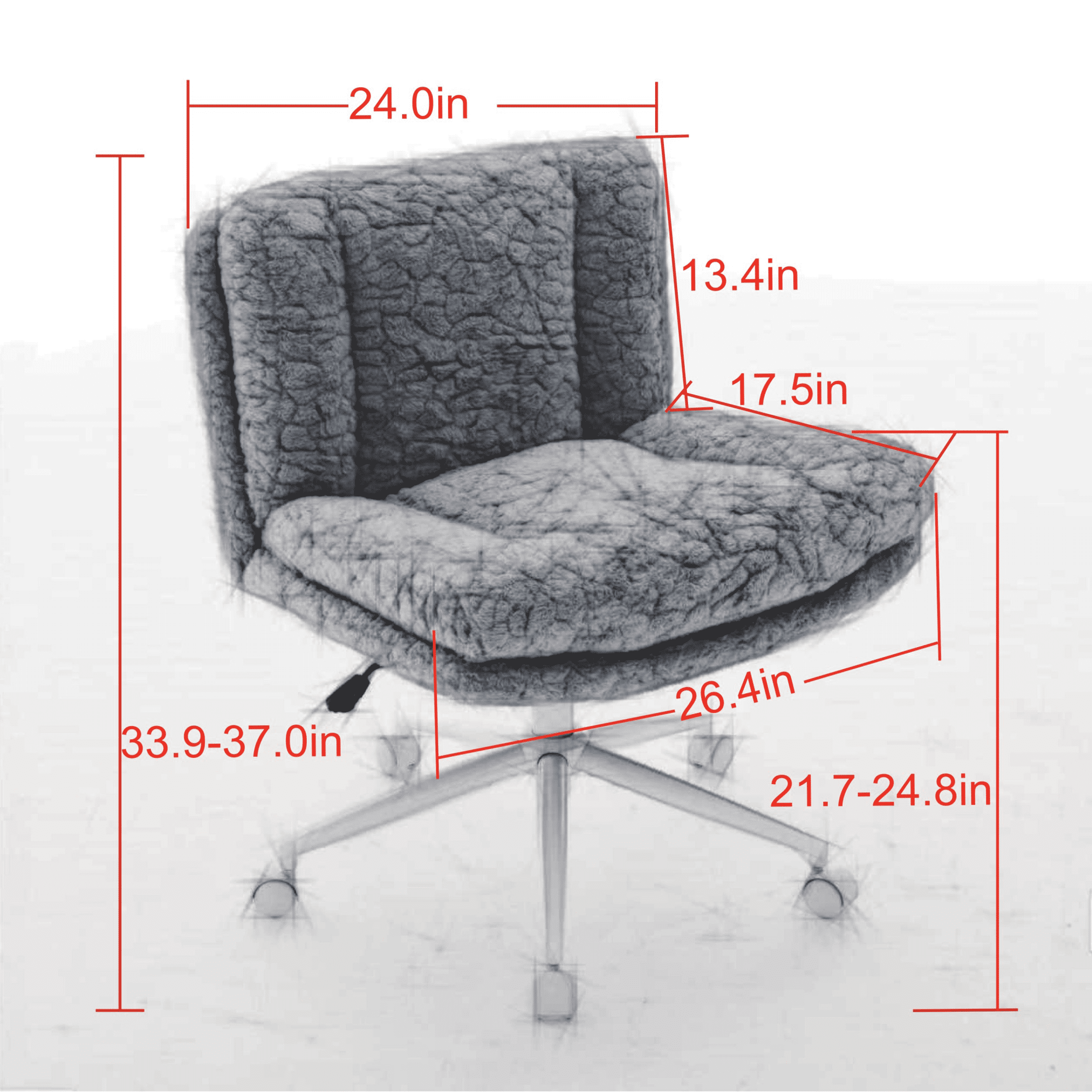 SESSLIFE 26.4 inch Wider Seat Office Chair, Artificial Rabbit Hair Home Office Chair with Metal Base, Adjustable Desk Chair Swivel Office Chair, Vanity Chair(Violet)