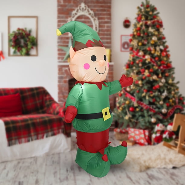 Elfo inflable de aire soplado con luz LED Elfo gigante de dibujos animados 1.5M Regalo de Navidad
