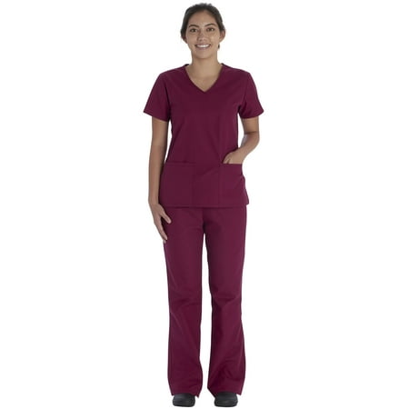 

Vital Threads Womens Scrubs Set V-Neck Top Drawstring Pant VT513C XS Wine