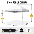 thumbnail image 3 of CROWN SHADES 8x8 Pop Up Canopy with One Push Setup Easy Outdoor Sun Shade for Events Parties Camping White, 3 of 7
