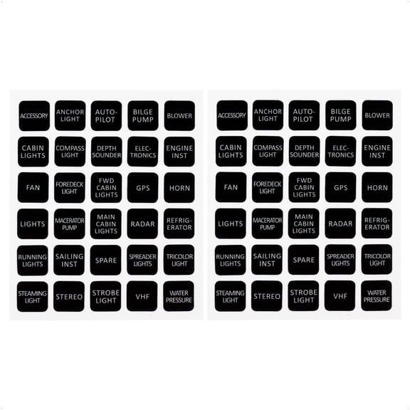 Five Oceans 30 Pcs Boat Sticker Kit, Marine Switch Labels, Waterproof Translucent Switch Panel Stickers, 2-Pack – FO4764-M2