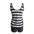 thumbnail image 4 of Sngxgn Women's Vintage Padded Push up Swimsuits Tummy Control Bathing Suits Swimwear(Black,L), 4 of 5
