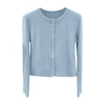 thumbnail image 5 of Button Up Cardigans Women Women Knit Cardigan Sweater Solid Long Sleeve Round Neck Cardigan Knit Cardigans Women Light Blue M, 5 of 5