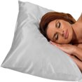 thumbnail image 2 of Gilbin Satin Pillowcase for Hair and Skin Silk Pillowcases Set of 2 - with Envelope Closure - with Hidden Zipper - Standard Satin Pillowcase (White), 2 of 4