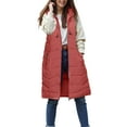 thumbnail image 5 of felwors Women's Long Hooded Down Zip Vest - Lightweight Quilted Padding with Pockets Brick Red, XL/L, 5 of 6