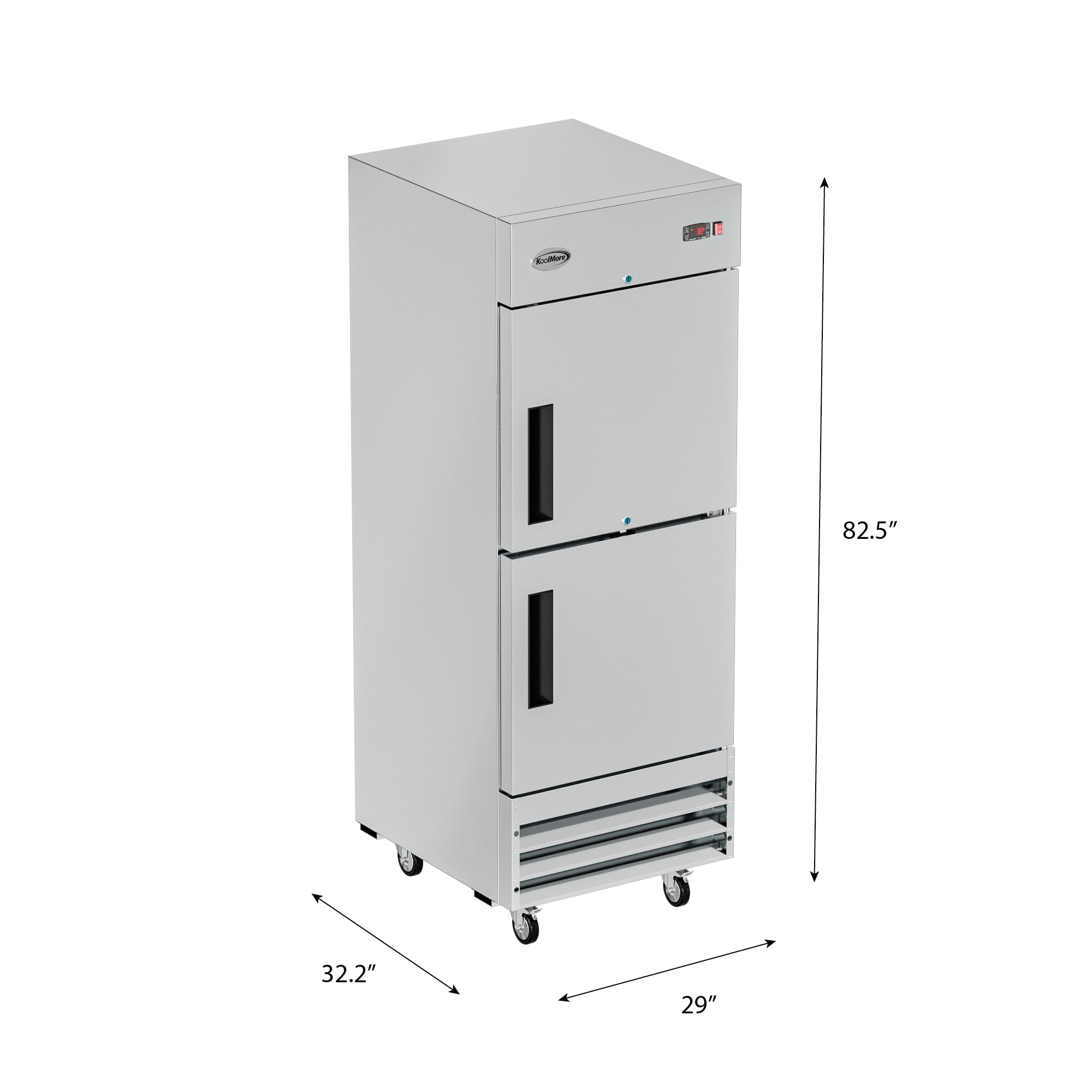 28 in. Commercial Stainless Steel Solid Half Door Reach-In Refrigerator, 23 cu. ft.