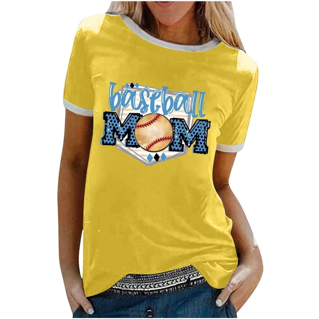 Camiseta holgada cómoda debajo de la cintura con cuello redondo y estampado elegante para mujer, blusa de manga corta, Tops informales OAVQHLG3B Store lin121212