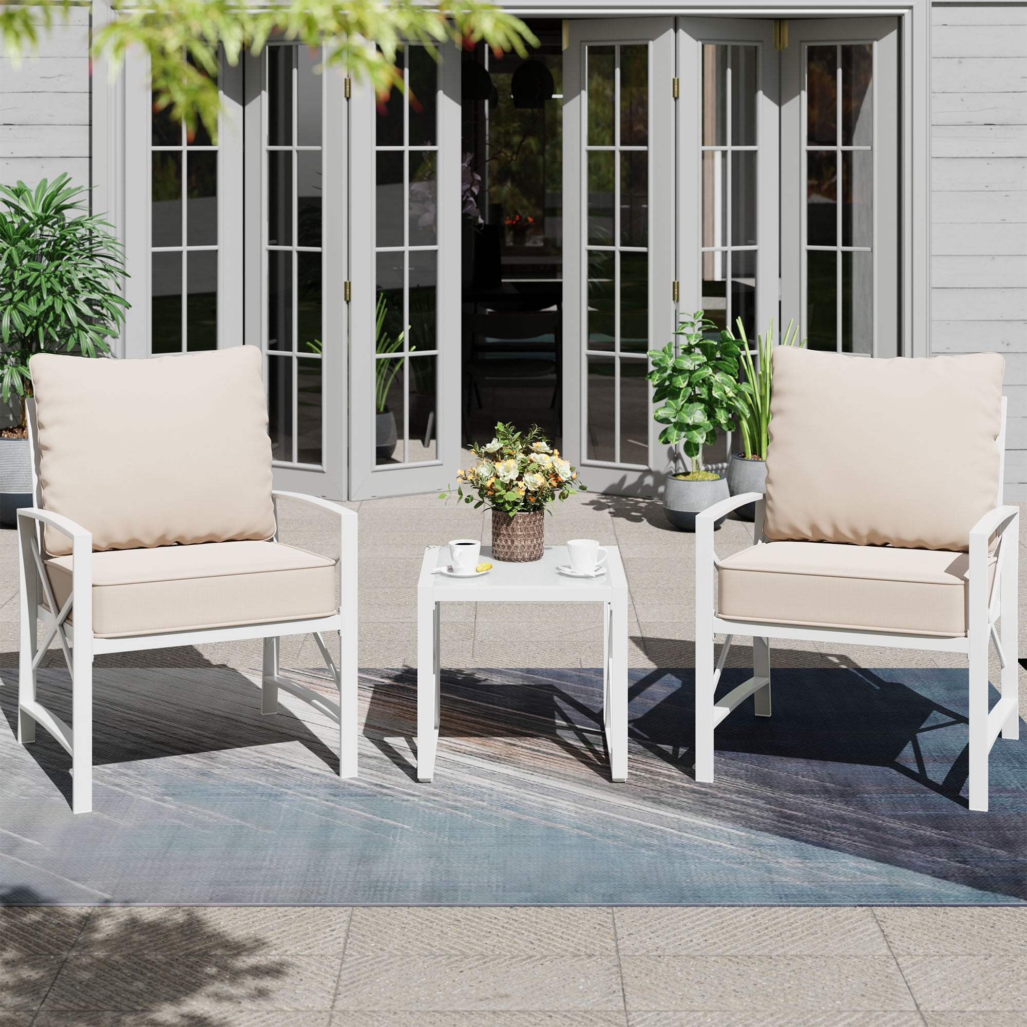 Walsunny 3Piece Patio Furniture Set, Outdoor Conversation Furniture