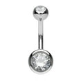 thumbnail image 4 of 14GA Solid G23 Implant Grade 23 Titanium Internally Threaded Double Jeweled Navel Belly Ring, 4 of 7