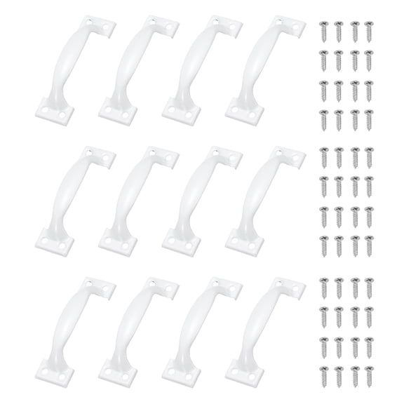 Uxcell 12 Pack Door Handles, 2.8" Hardware Handle Pull with Screw Vintage Drawer Pulls Metal Curved Gate Handles for Furniture Cupboard Dresser Drawer Wardrobe, White