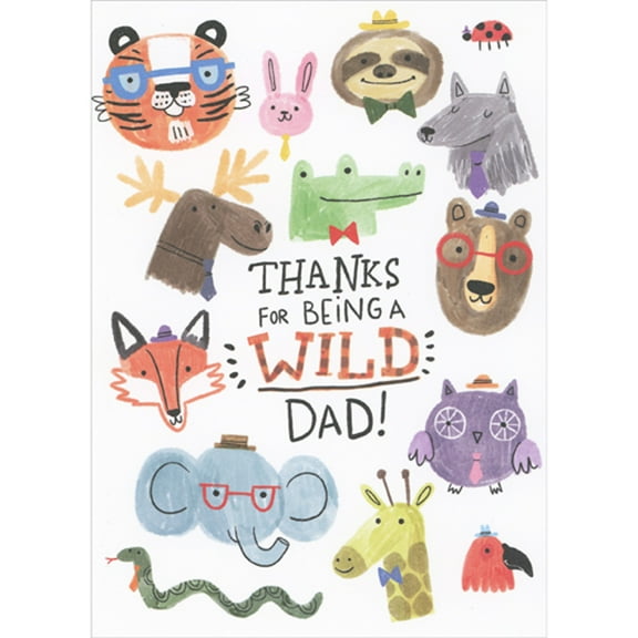 RSVP Thanks for Being a Wild Dad: Cute Animals Juvenlie Father's Day Card from the Kids
