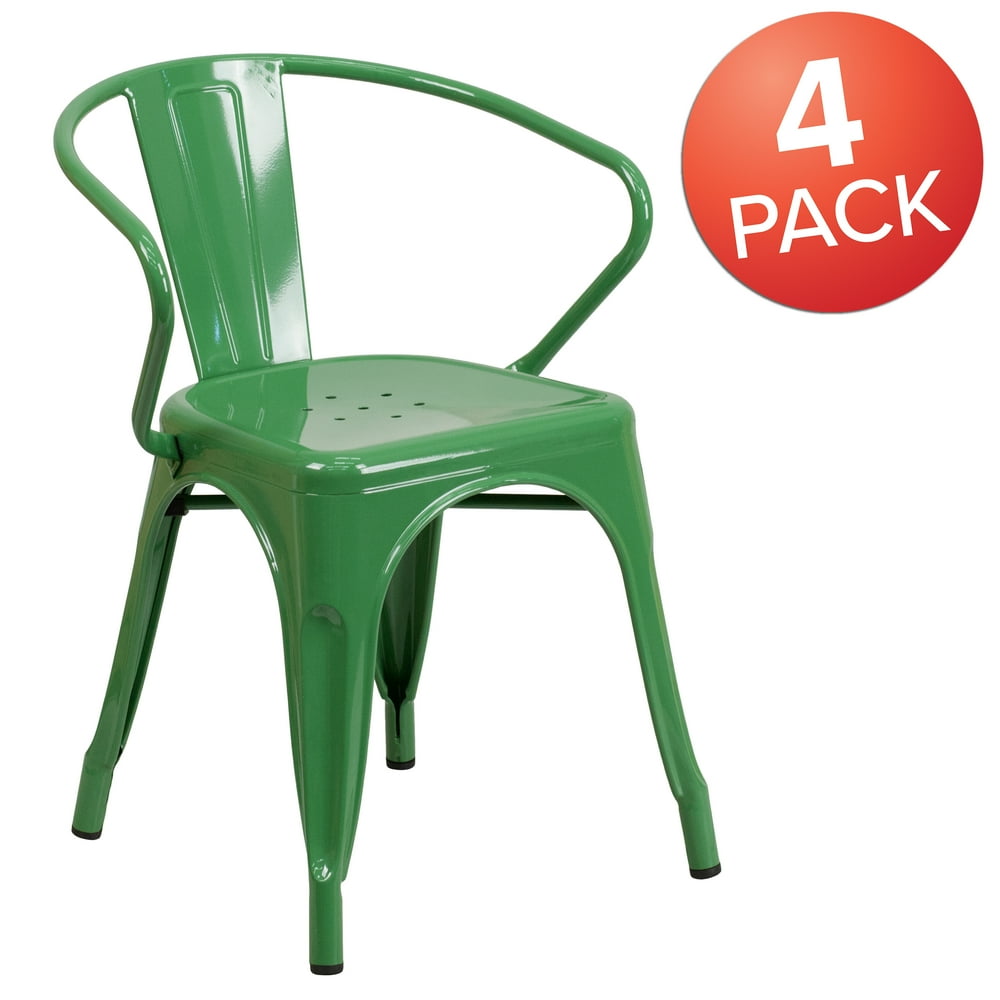 Flash Furniture 4Pack Metal IndoorOutdoor Chair with Arms, Multiple