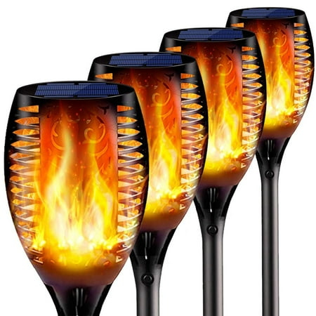 

Garden Lamps 4pc Flame Solar Light 12 LED Outdoor Torch Light With Realistic Dancing Flame Effect Suitable For Garden Yard And Decoration And Lighting by Hilehuti