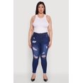 thumbnail image 2 of Women's Plus Size WAX High Waisted Distressed Frayed Skinny Jeans, 2 of 5