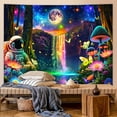 thumbnail image 2 of Y YUNHSOM Blacklight Fantasy Forest Tapestry Astronaut Tapestries UV Reactive Fantasy Forest with Waterfall and Moon Wall Tapestry for Bedroom Living Room (28" x 37"), 2 of 8
