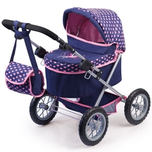 Bayer Design Trendy Pram Stroller Navy & Pink Hearts