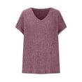 thumbnail image 5 of Miluxas Womens Short Sleeve V Neck Shirts Loose Fit Pullover Summer Tops Casual Business Tunic Blouses Outfits Wine XL(XL), 5 of 6